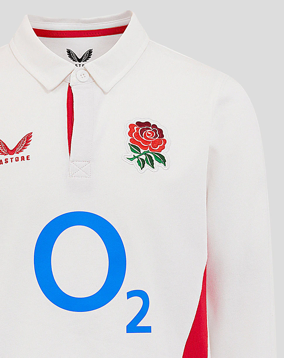 Junior England Rugby 25/26 Home Classic Long Sleeve Shirt - Brilliant White - Image 3