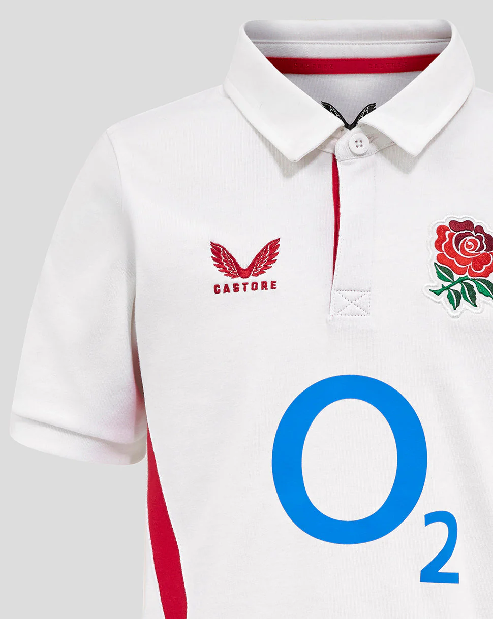 Junior England Rugby 25/26 Home Classic Short Sleeve Shirt - Brilliant White - Image 3