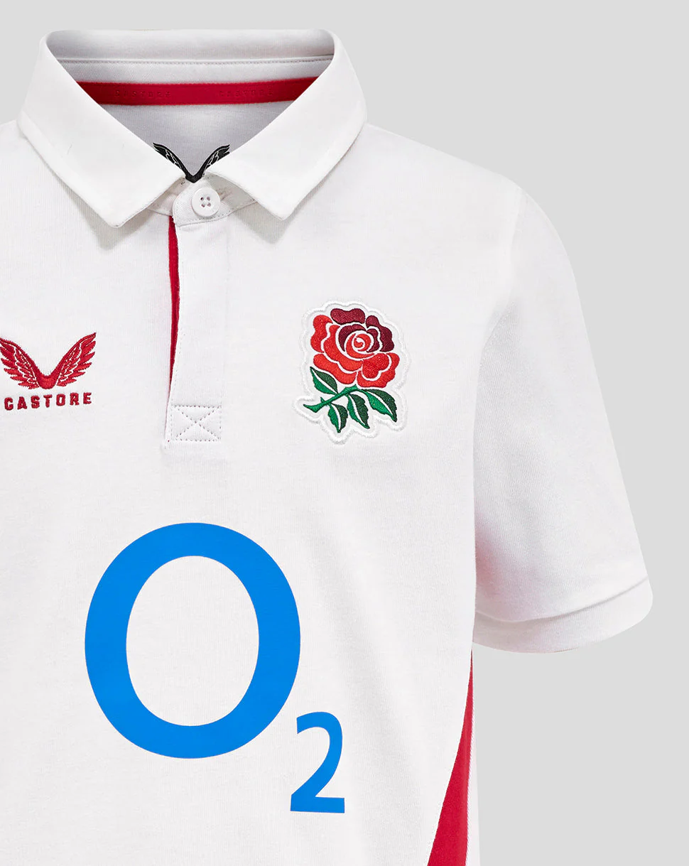 Junior England Rugby 25/26 Home Classic Short Sleeve Shirt - Brilliant White - Image 4
