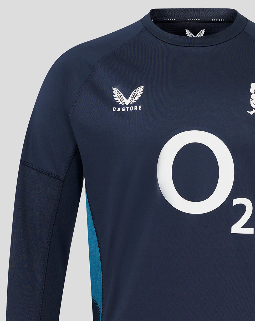Men’s England Rugby 25/26 Contact Long Sleeve Drill Top – Inkwell - Image 4