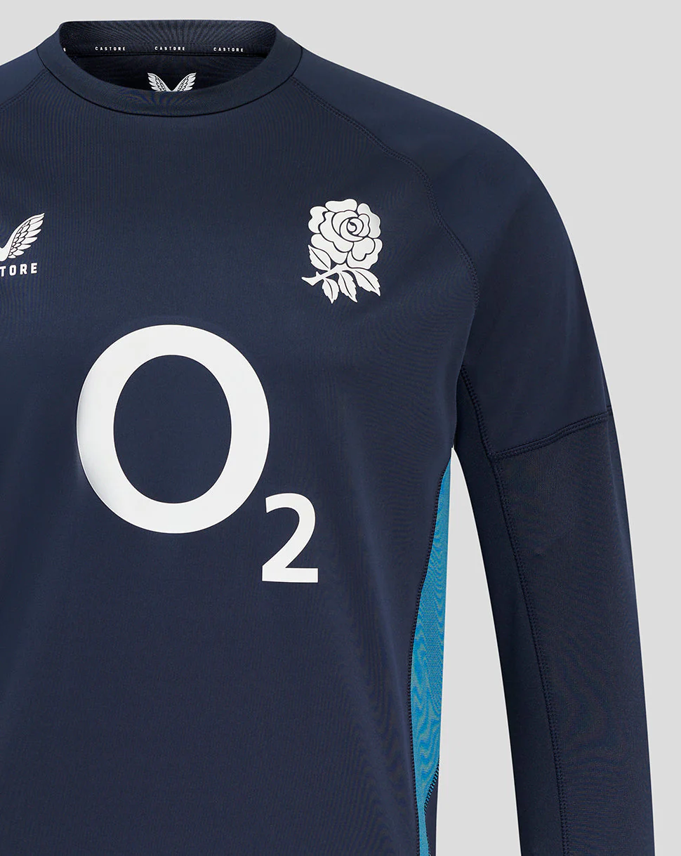 Men’s England Rugby 25/26 Contact Long Sleeve Drill Top – Inkwell - Image 5
