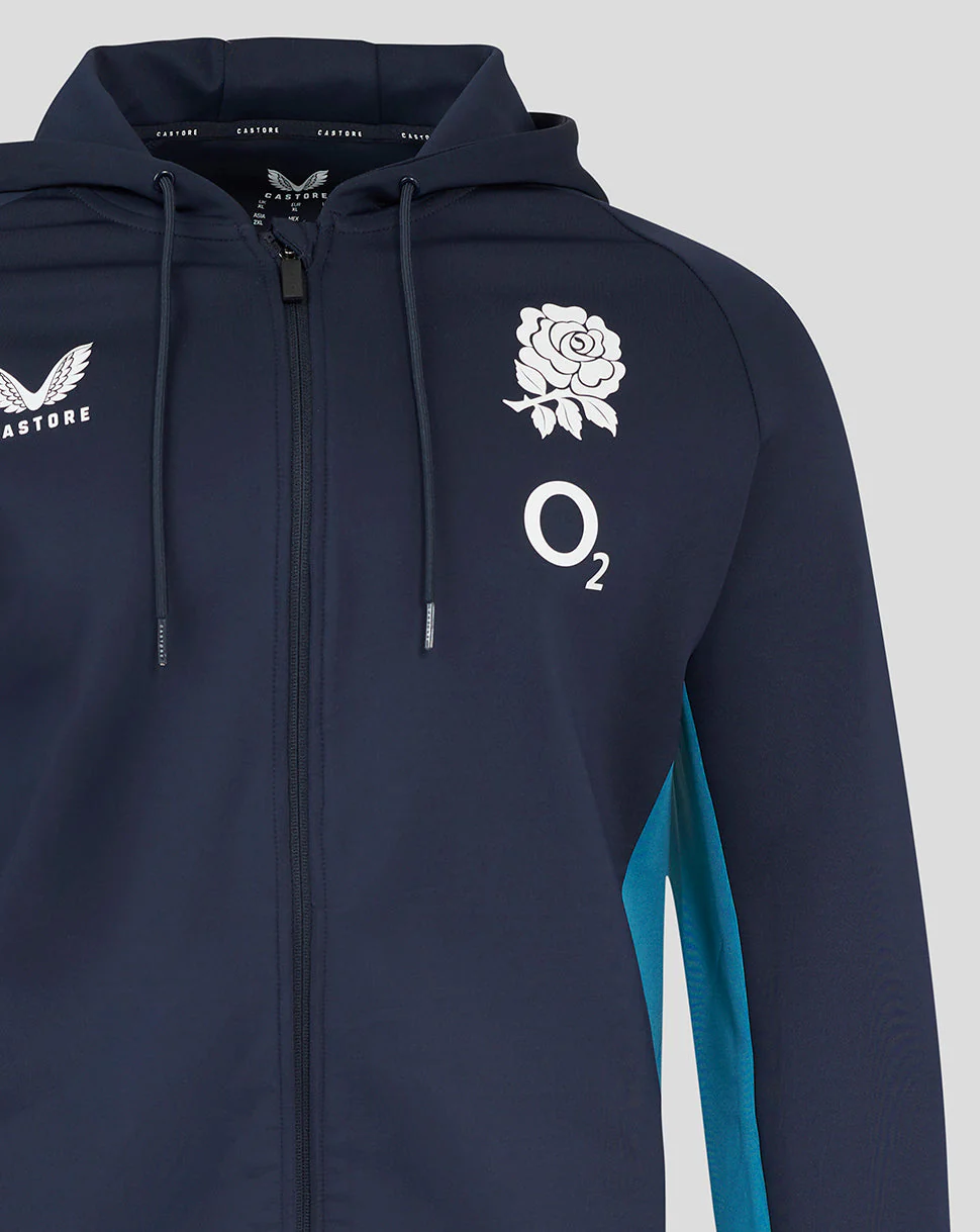 Men’s England Rugby 25/26 Performance Full Zip Long Sleeve Hoodie – Inkwell - Image 4
