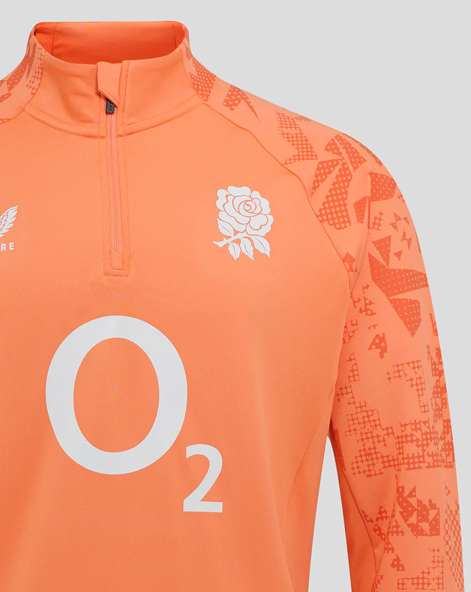 Men’s England Rugby 25/26 Performance Long Sleeve Midlayer Top – Melon - Image 3