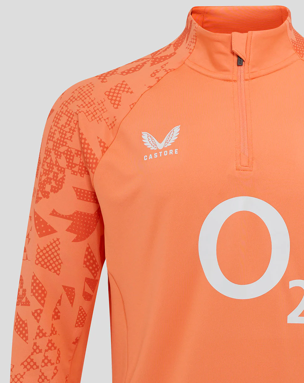 Men’s England Rugby 25/26 Performance Long Sleeve Midlayer Top – Melon - Image 4