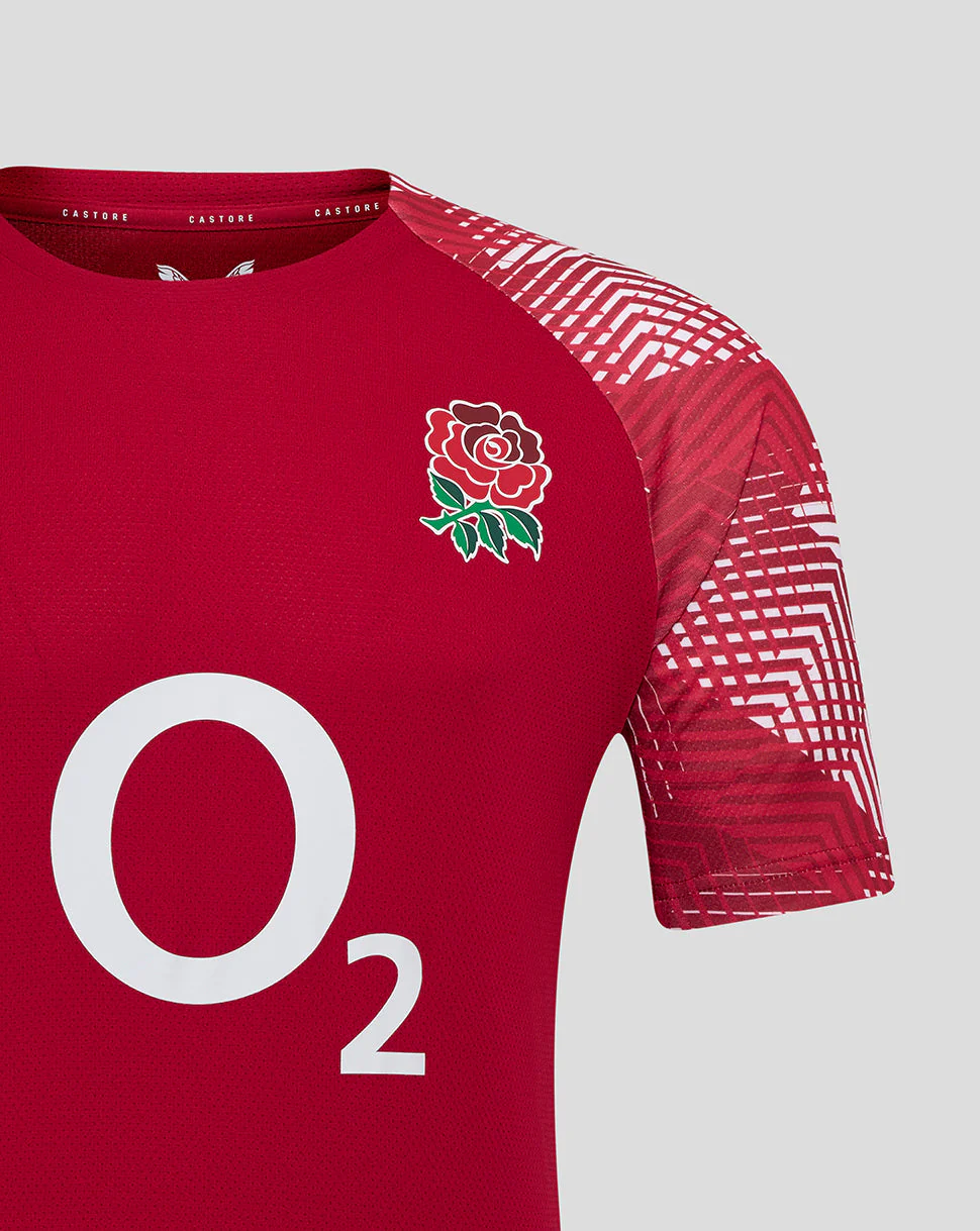 Men’s England Rugby 25/26 Pre Match Short Sleeve T-Shirt – Jester Red - Image 3