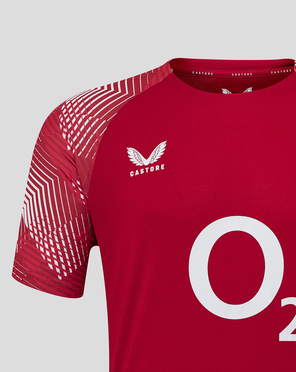 Men’s England Rugby 25/26 Pre Match Short Sleeve T-Shirt – Jester Red - Image 4