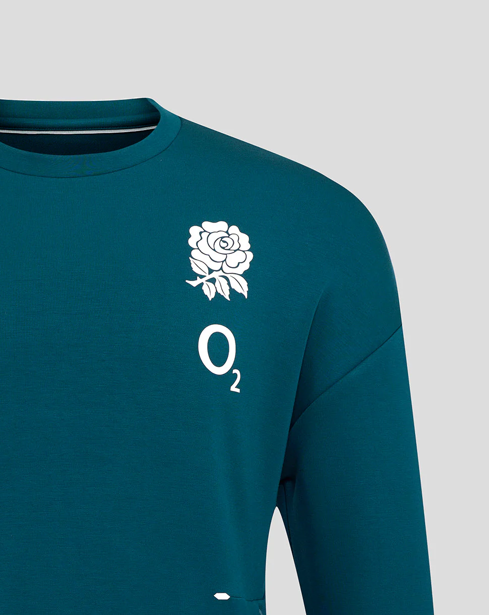 Men's England Rugby 25/26 Travel Crew Sweatshirt - Reflecting Pond - Image 3