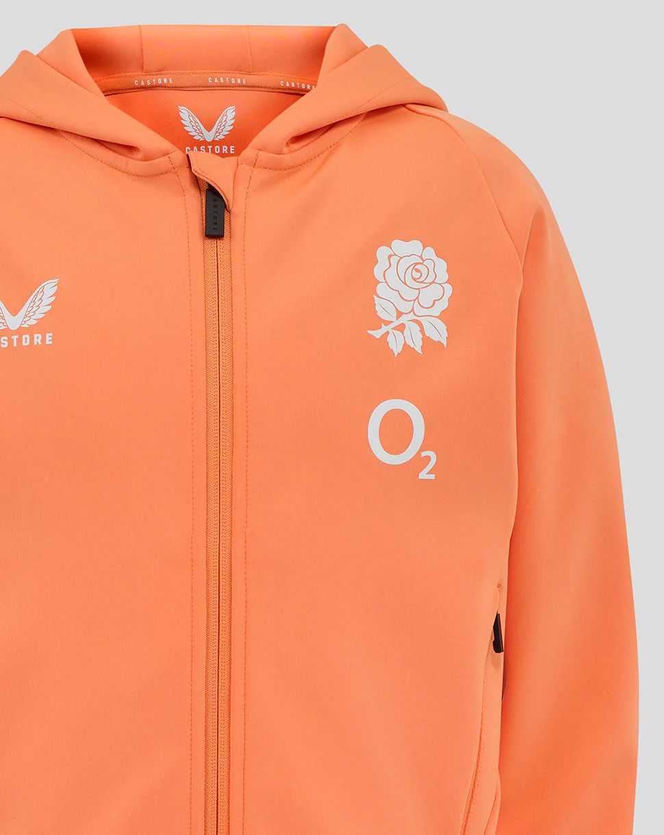 Junior England Rugby 25/26 Performance Full Zip Hoodie - Melon - Image 3