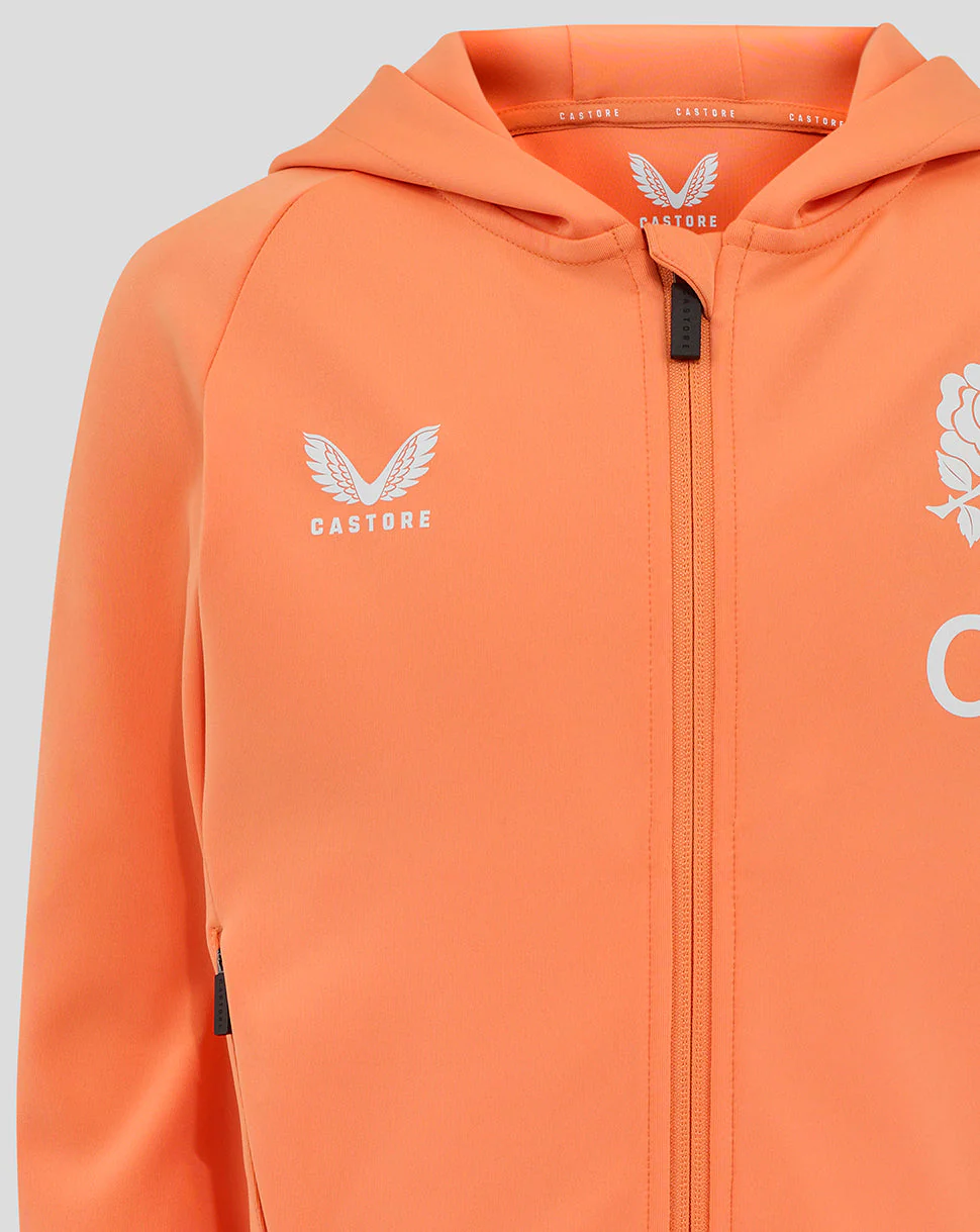 Junior England Rugby 25/26 Performance Full Zip Hoodie - Melon - Image 4
