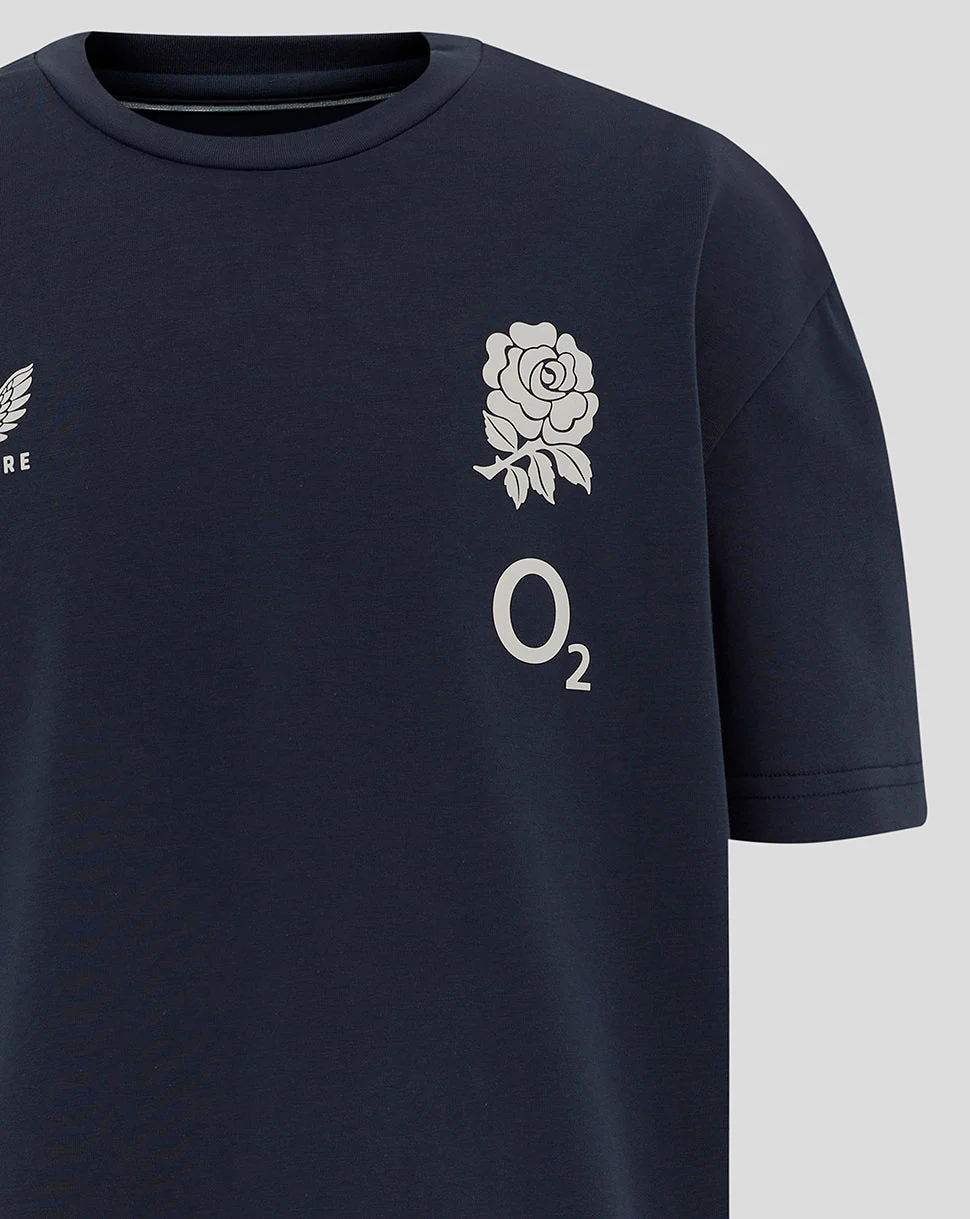 Junior England Rugby 25/26 Travel Short Sleeve T-Shirt - Inkwell - Image 3