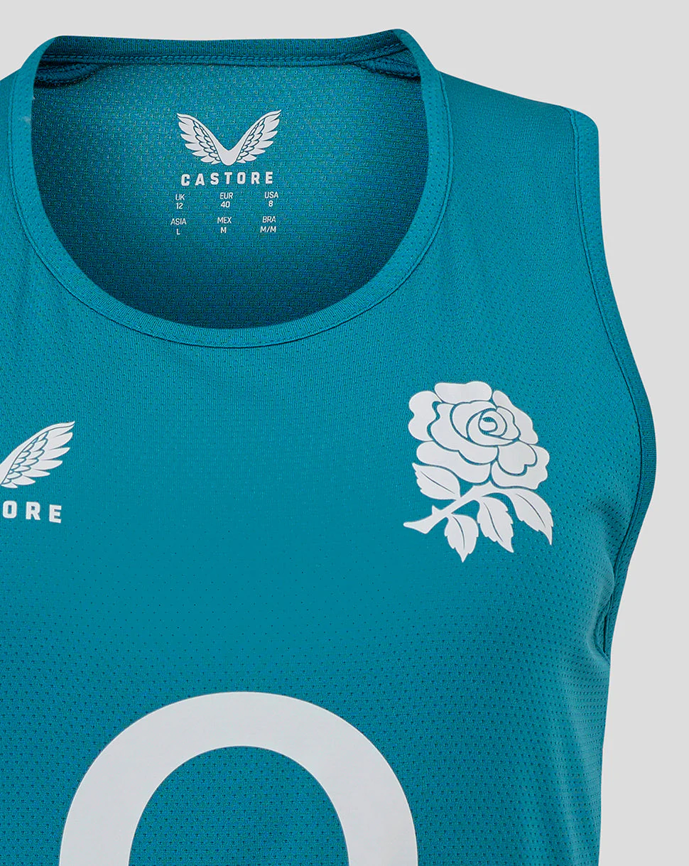 Women’s England Rugby 25/26 Performance Sleeveless Racer Back  – Storm Blue - Image 3