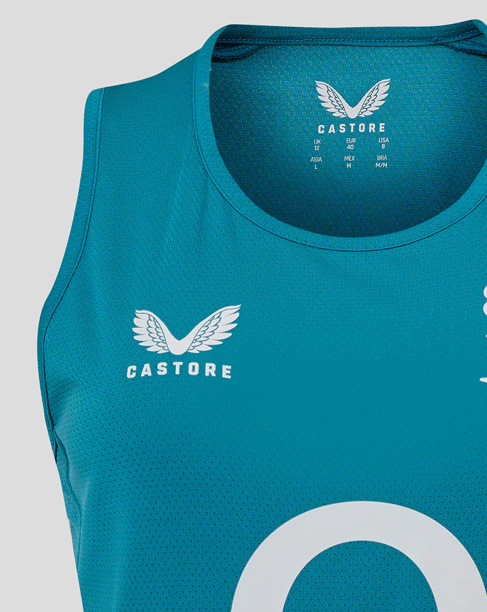 Women’s England Rugby 25/26 Performance Sleeveless Racer Back  – Storm Blue - Image 4