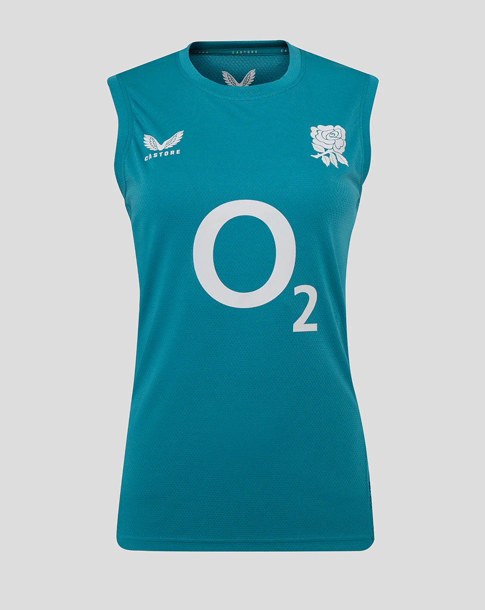 Women’s England Rugby 25/26 Performance Sleeveless T-Shirt – Storm Blue