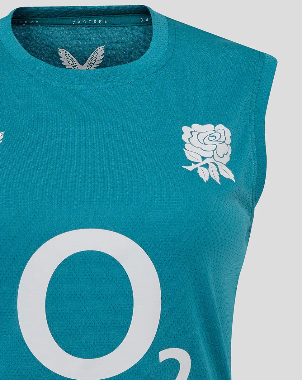 Women’s England Rugby 25/26 Performance Sleeveless T-Shirt – Storm Blue - Image 3