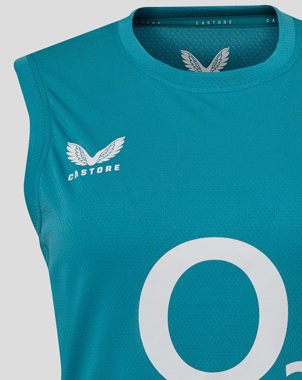 Women’s England Rugby 25/26 Performance Sleeveless T-Shirt – Storm Blue - Image 4