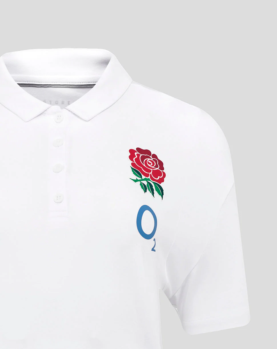 Women's England Rugby 25/26 Travel Short Sleeve Polo - Brilliant White - Image 3