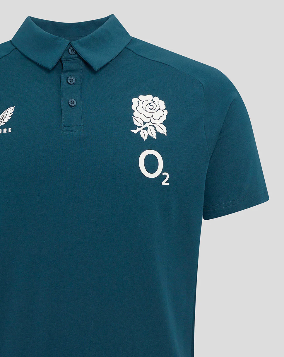 Women's England Rugby 25/26 Travel Short Sleeve Polo - Reflecting Pond - Image 4