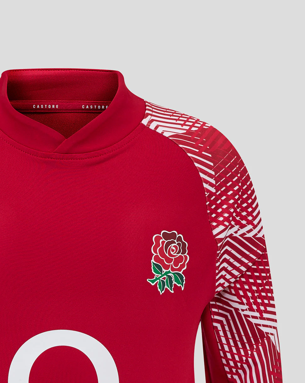 England Rugby Junior 25/26 Pre Match Drill Top - Jester Red - Image 4