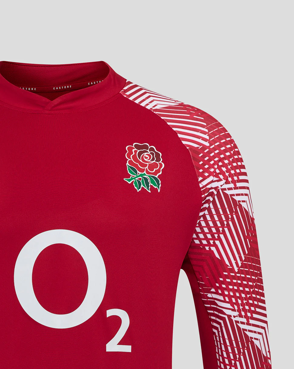 England Rugby Men's Pre Match Long Sleeve Drill Top O2 – Jester Red - Image 3