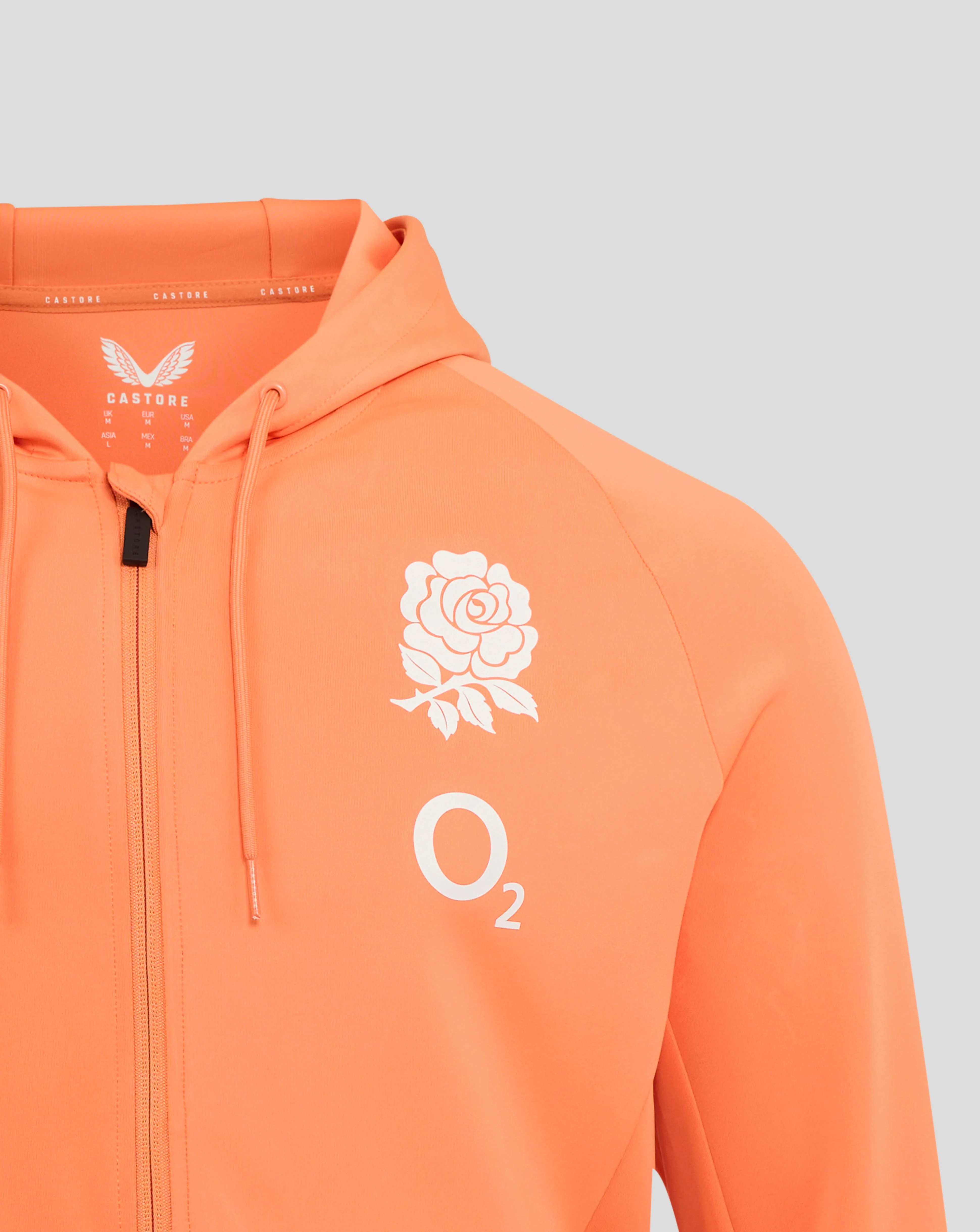 Men's England Rugby 25/26 Performance Full Zip Hoodie - Melon - Image 3
