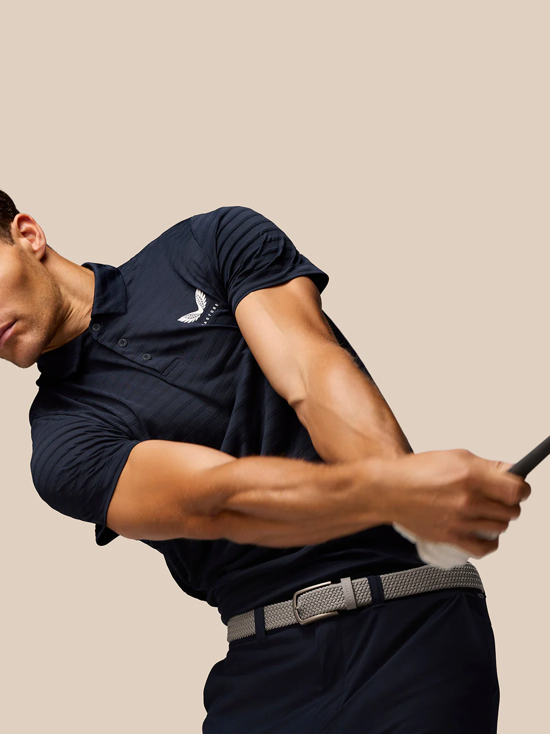 Golf Pinnacle Pique Stripe Polo - Navy - Image 4