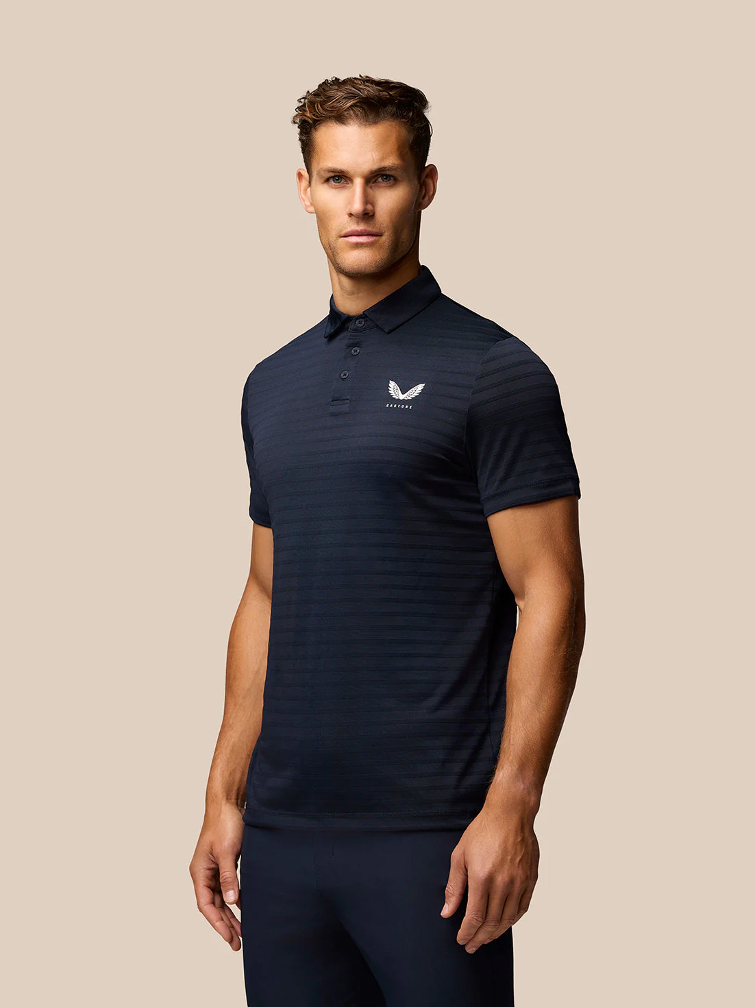 Golf Pinnacle Pique Stripe Polo - Navy - Image 5