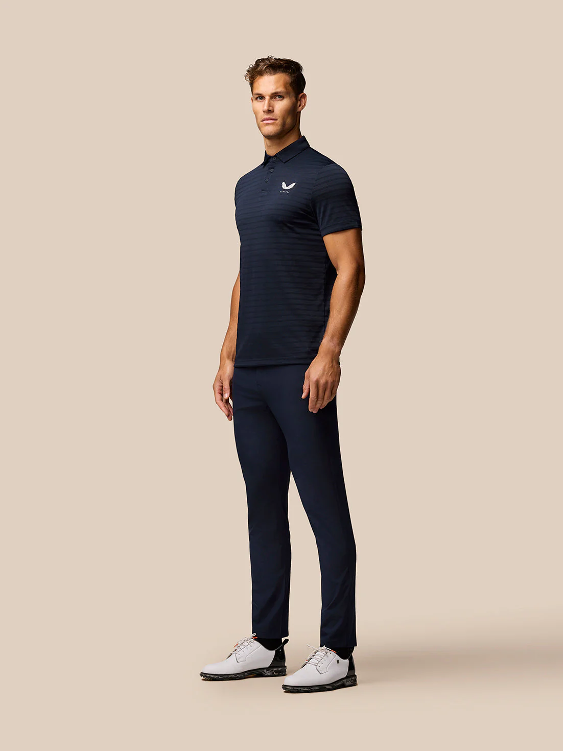 Golf Pinnacle Pique Stripe Polo - Navy - Image 6