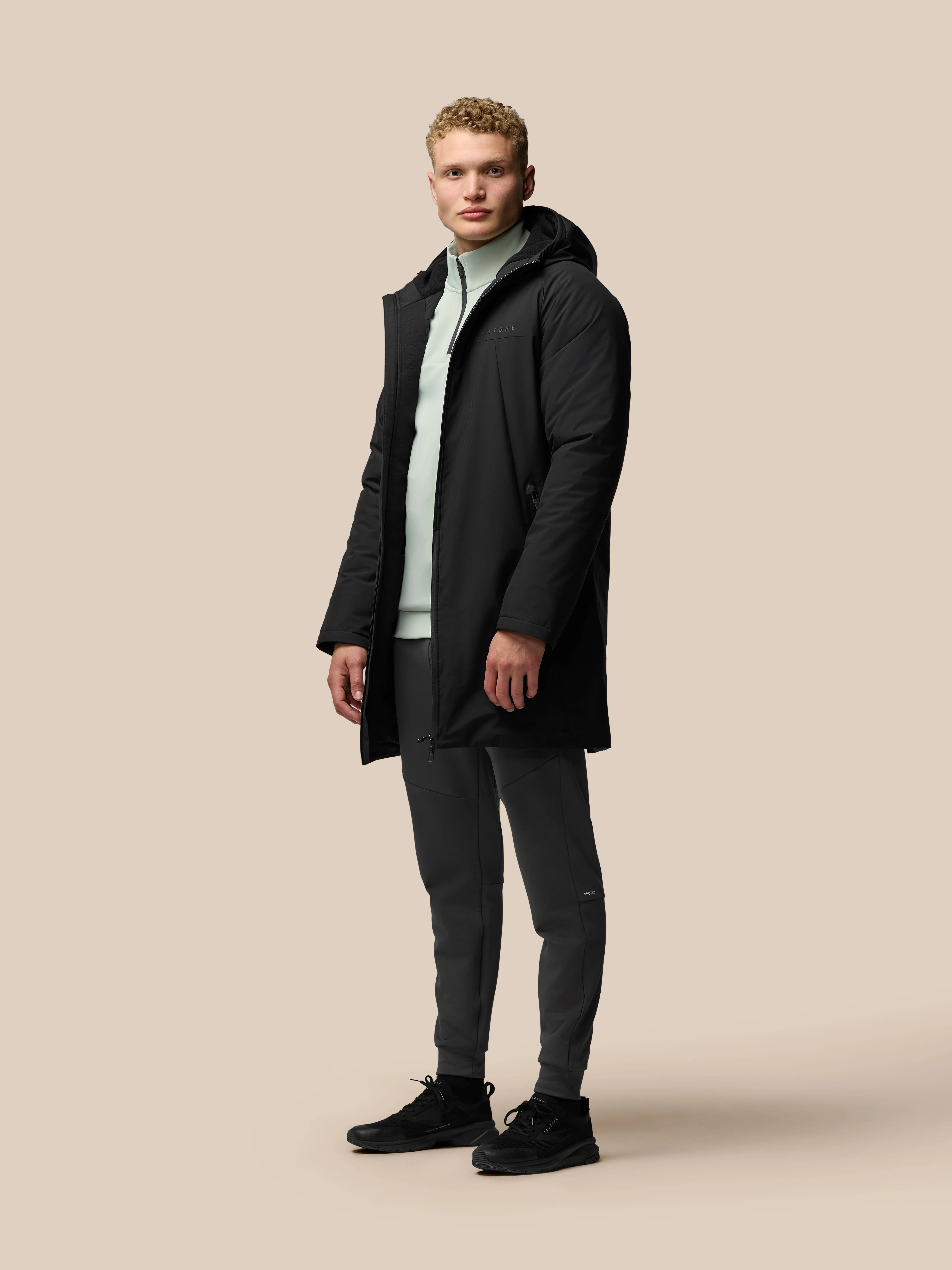 Longline Wadded Jacket - Black - Image 3