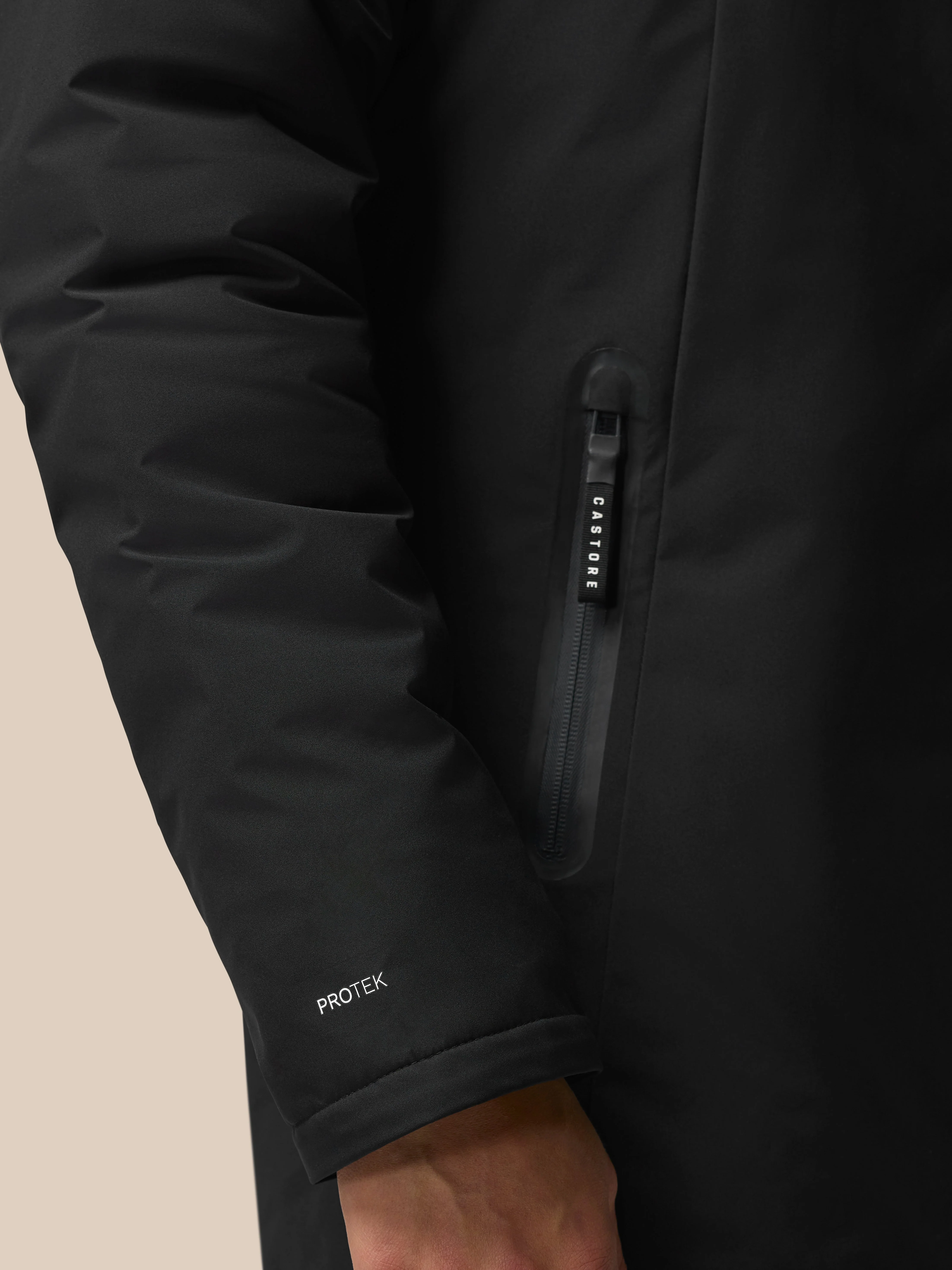 Longline Wadded Jacket - Black - Image 7