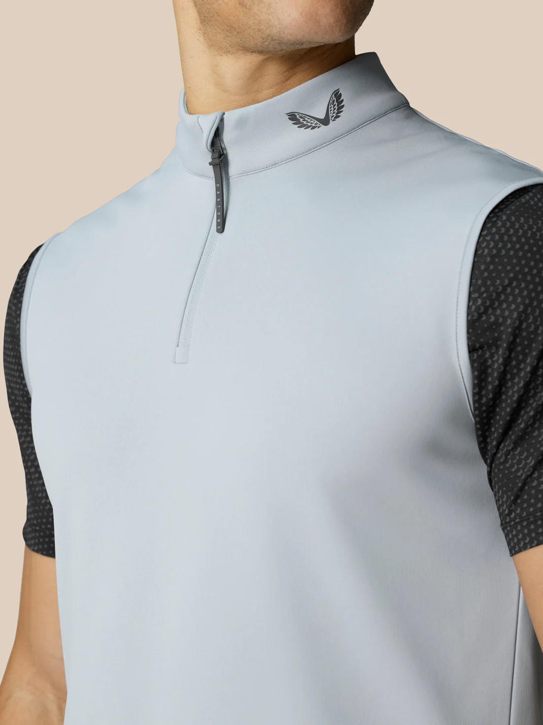 Men’s Golf Club Classic Half Zip Gilet - Mid Grey - Image 3