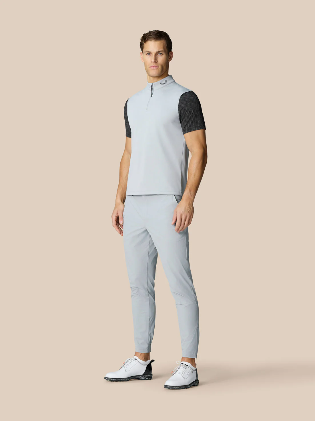 Men’s Golf Club Classic Half Zip Gilet - Mid Grey - Image 5