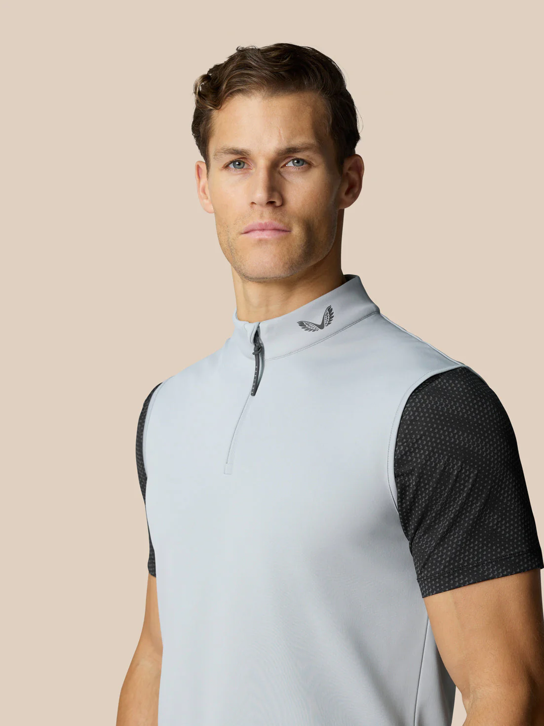 Men’s Golf Club Classic Half Zip Gilet - Mid Grey - Image 6