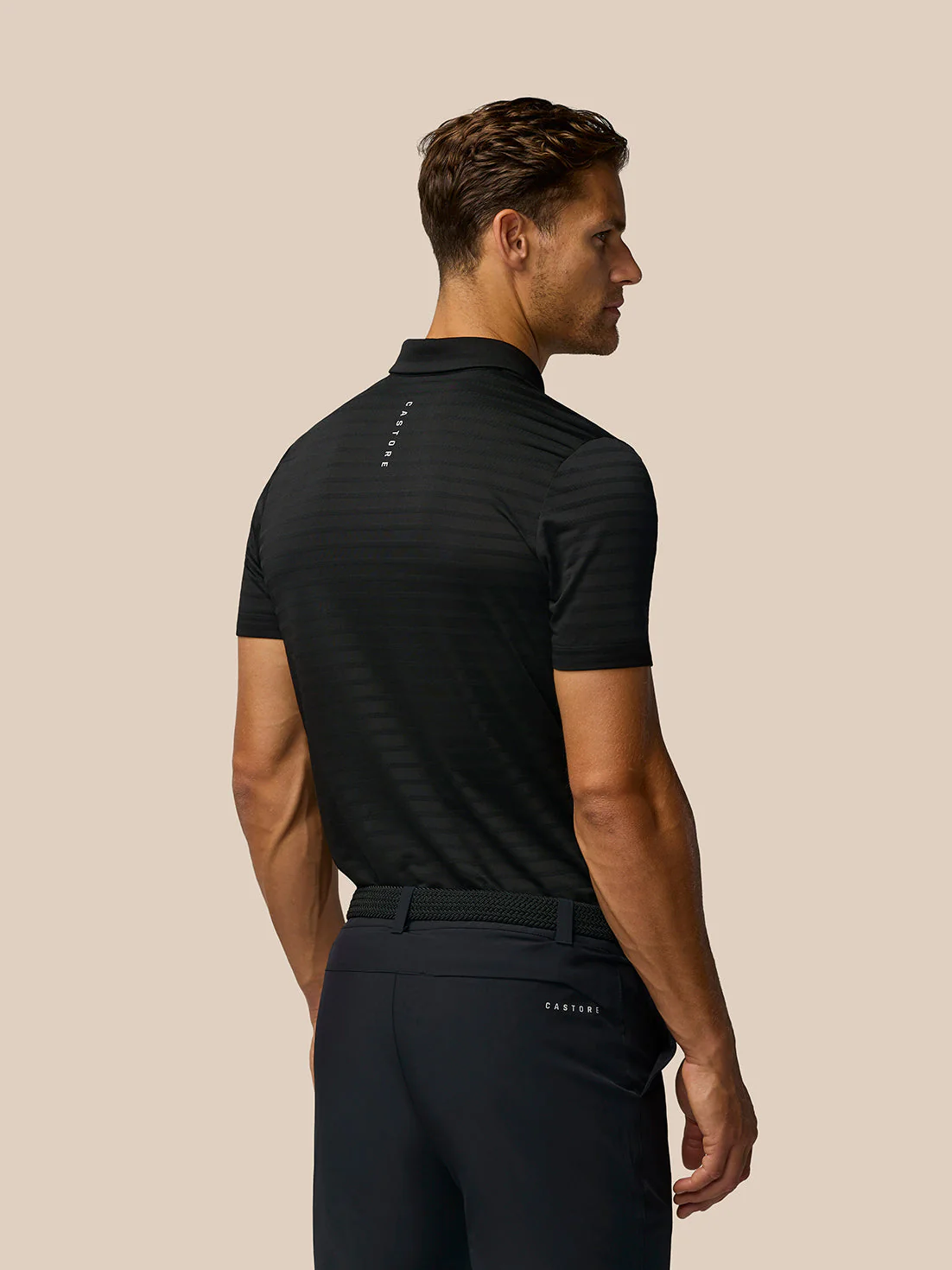 Golf Pinnacle Pique Stripe Polo - Black/Alloy - Image 3